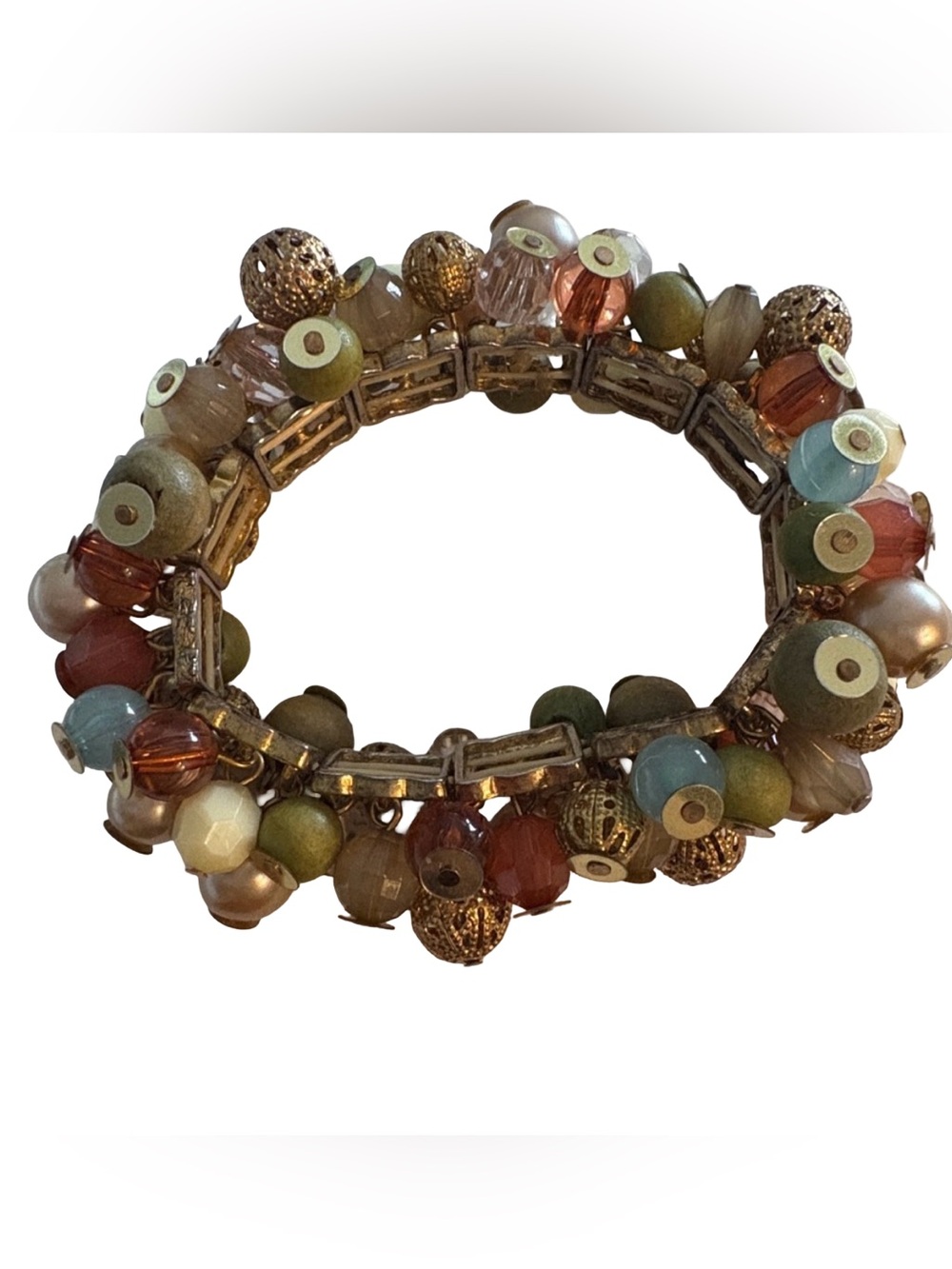 Vintage-Style Chunky Beaded Statement Bracelet – Earth Tone Mix